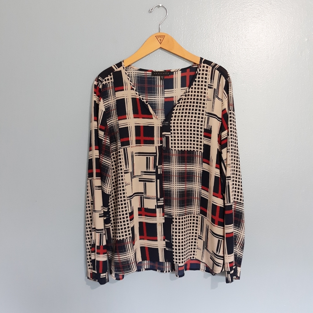 Sanctuary long sleeve chiffon top size L.